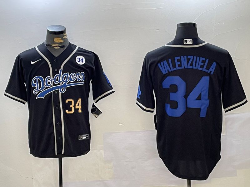 Men Los Angeles Dodgers 34 Valenzuela Black Game 2024 Nike MLB Jersey style 112011